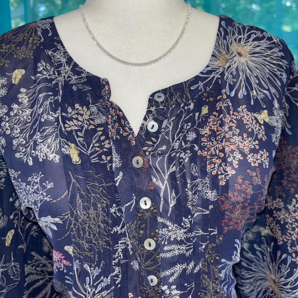 Motherhood Maternity Plus Size 3X Blue Floral Print Tunic Lightweight Blouse - Picture 3 of 6